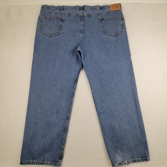Levis 550 Jeans Mens‎ 52x32 Blue Denim Relaxed Tapered Leg Water Less Distressed - Picture 10 of 12